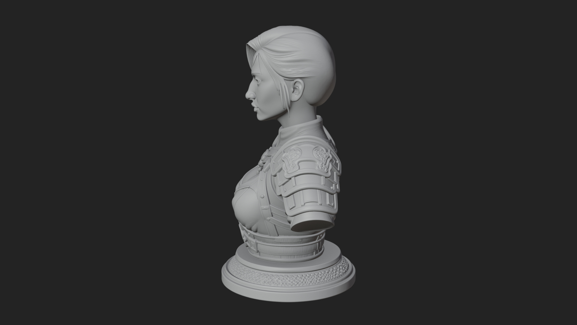 Armored Woman Warrior Bust Design 6 3D Print Model 3D Model