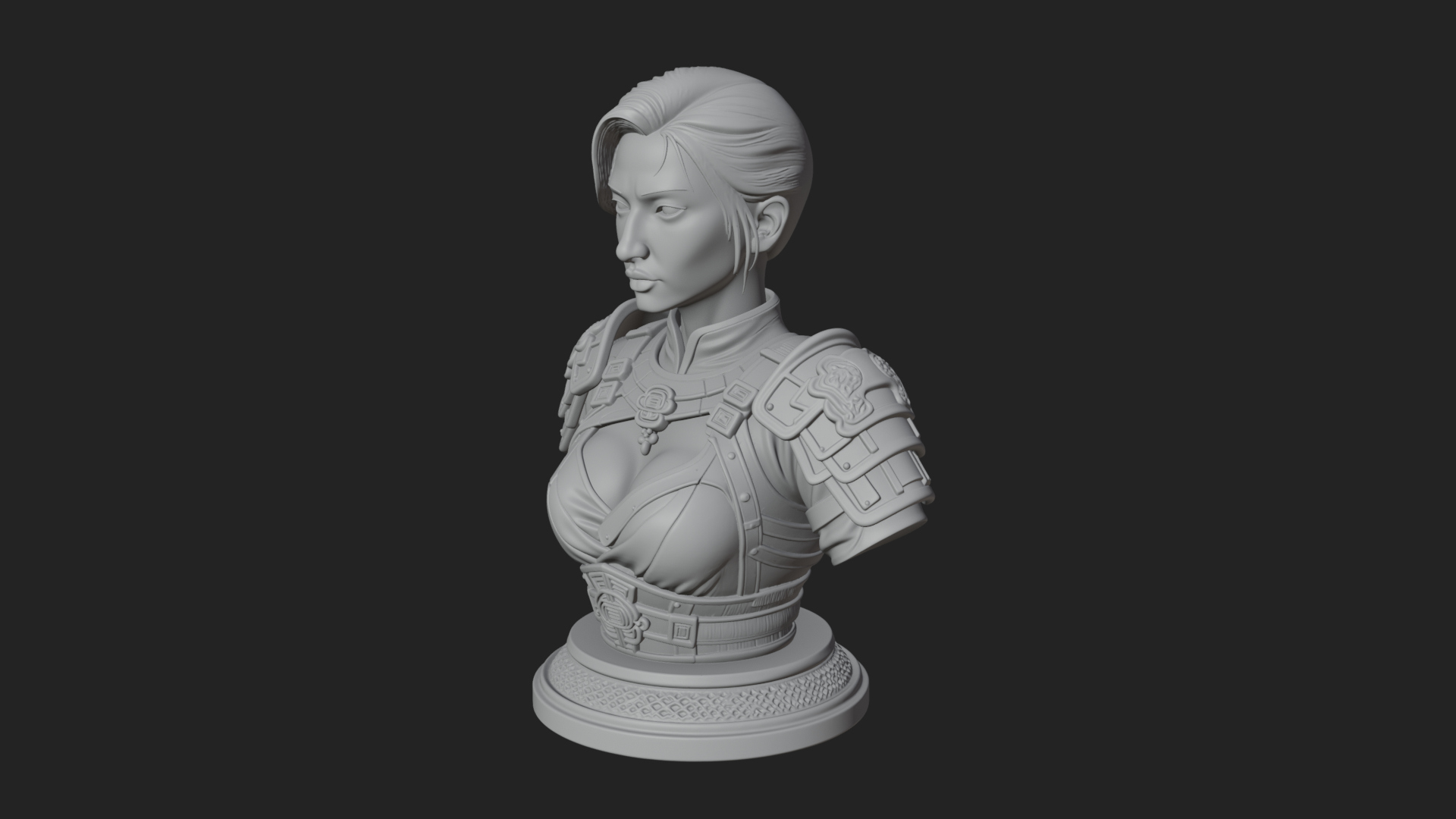 Armored Woman Warrior Bust Design 6 3D Print Model 3D Model