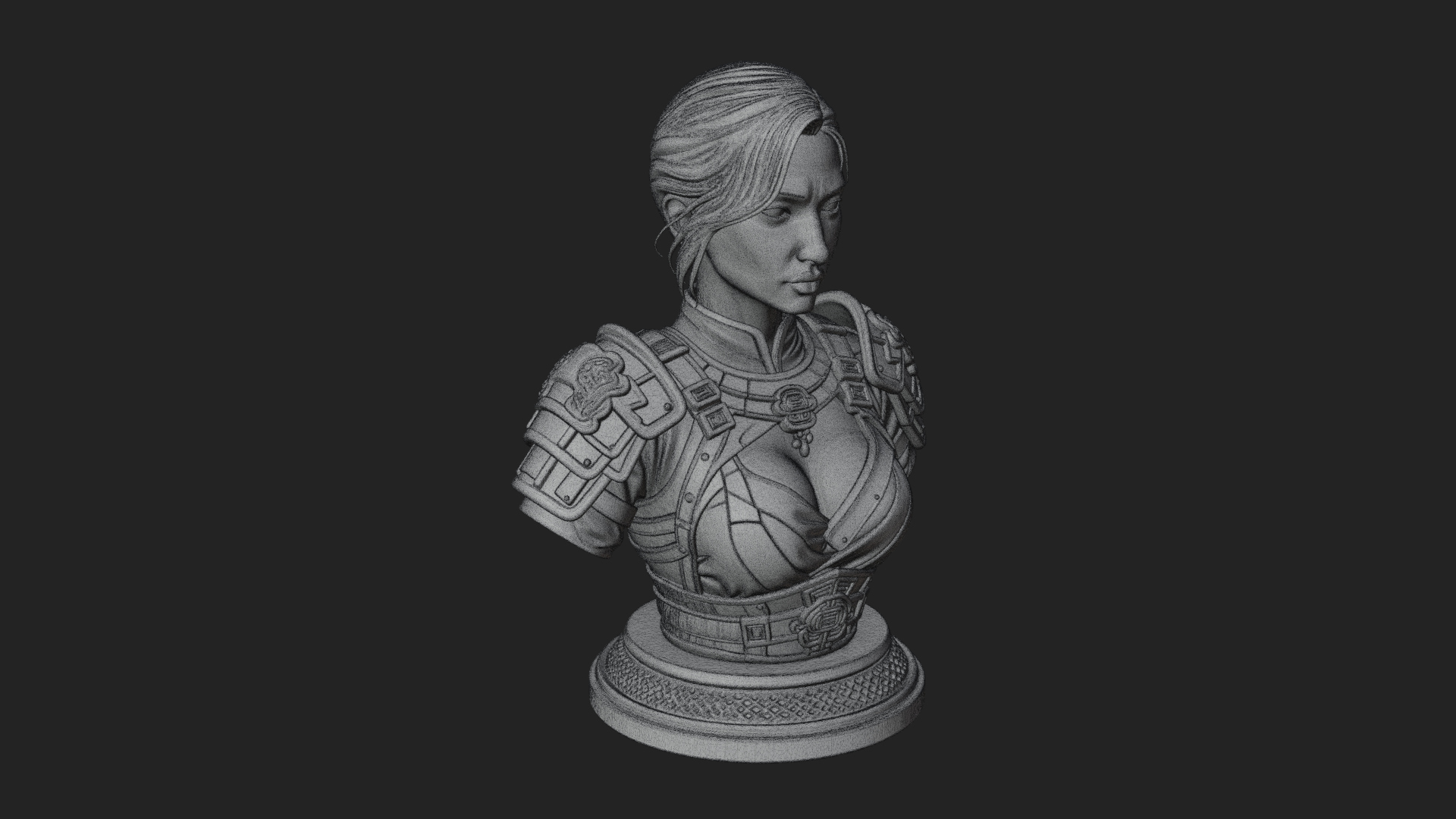 Armored Woman Warrior Bust Design 6 3D Print Model 3D Model