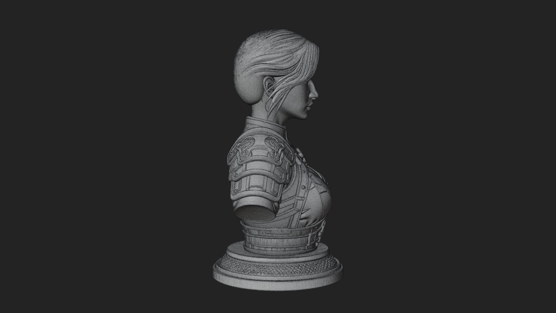 Armored Woman Warrior Bust Design 6 3D Print Model 3D Model