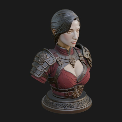 Armored Woman Warrior Bust Design 6 3D Print Model