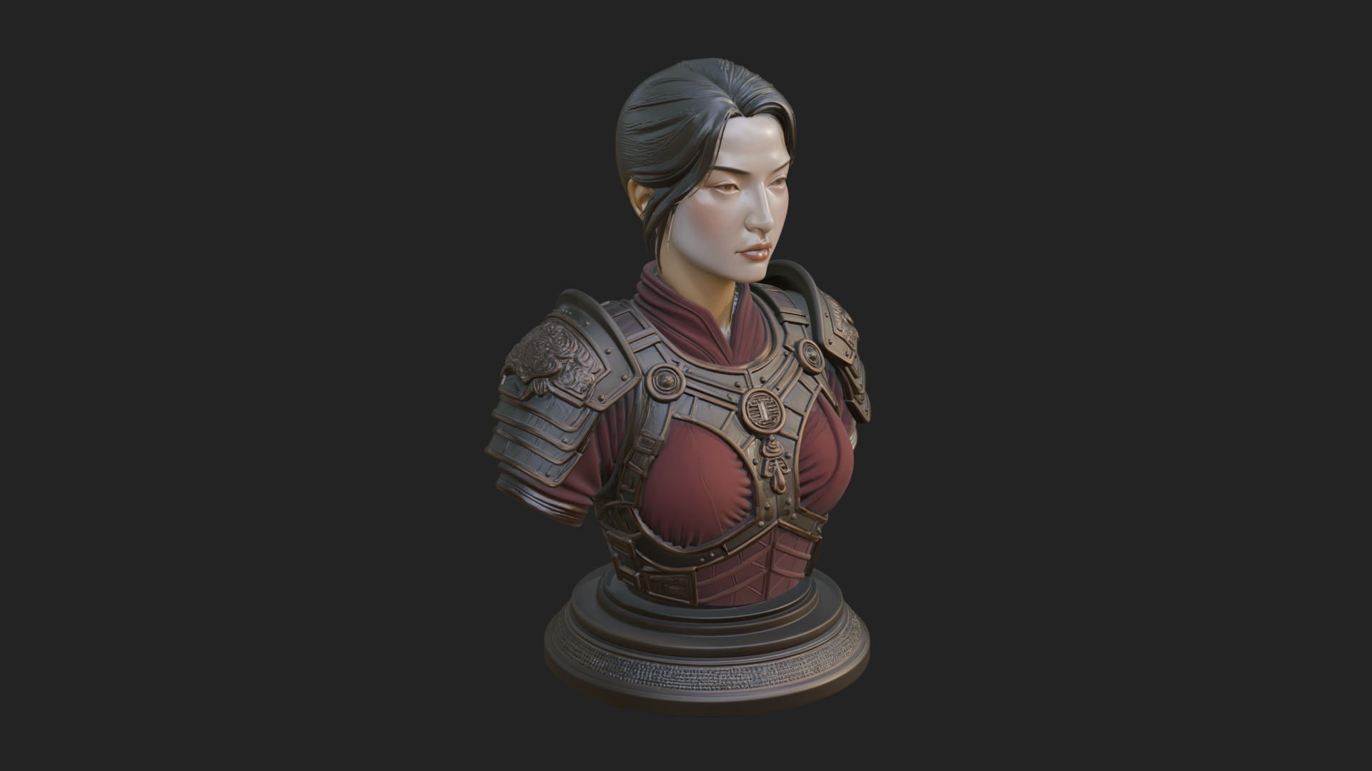 Armored Woman Warrior Bust Design 7 3D Print Model 3D Model