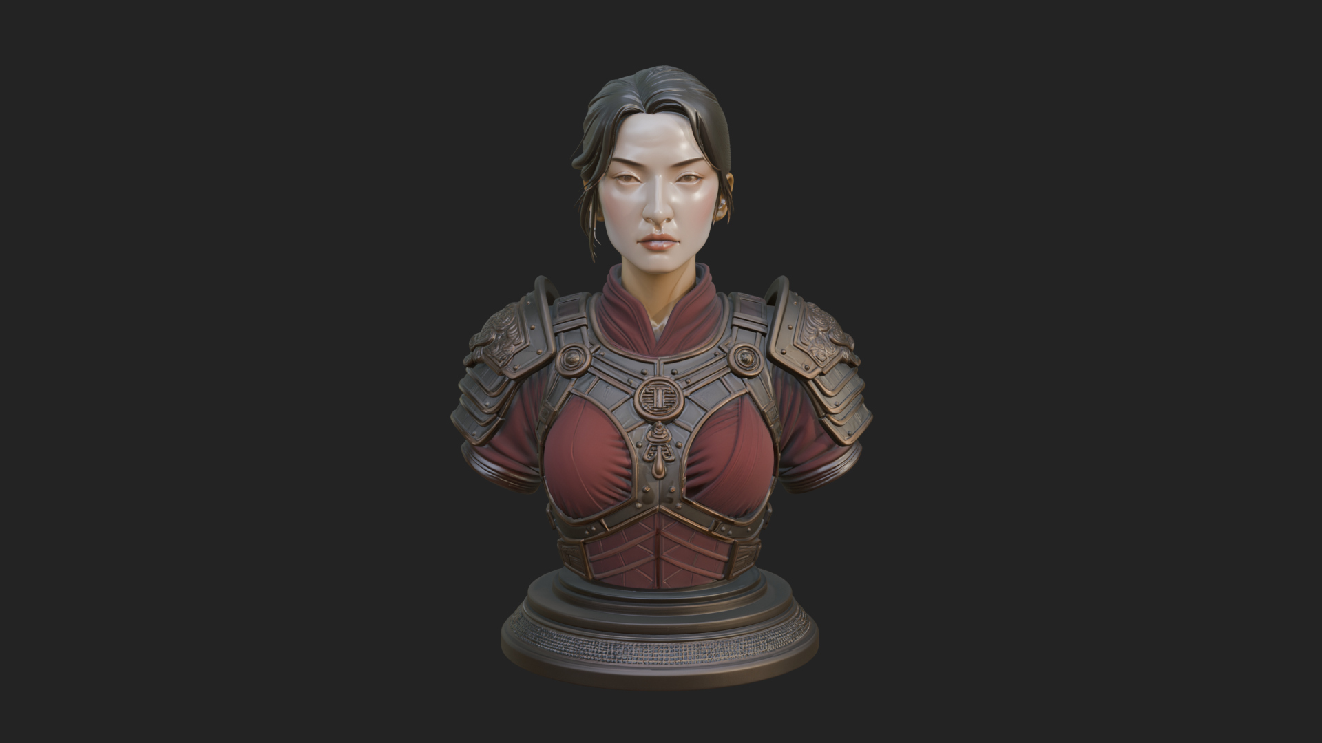 Armored Woman Warrior Bust Design 7 3D Print Model 3D Model