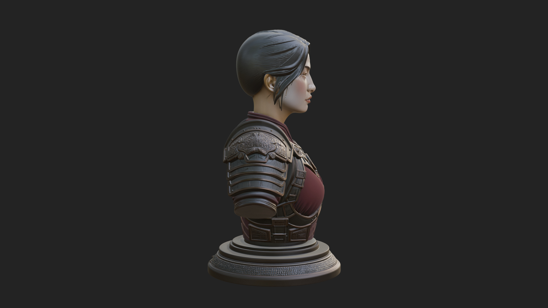 Armored Woman Warrior Bust Design 7 3D Print Model 3D Model