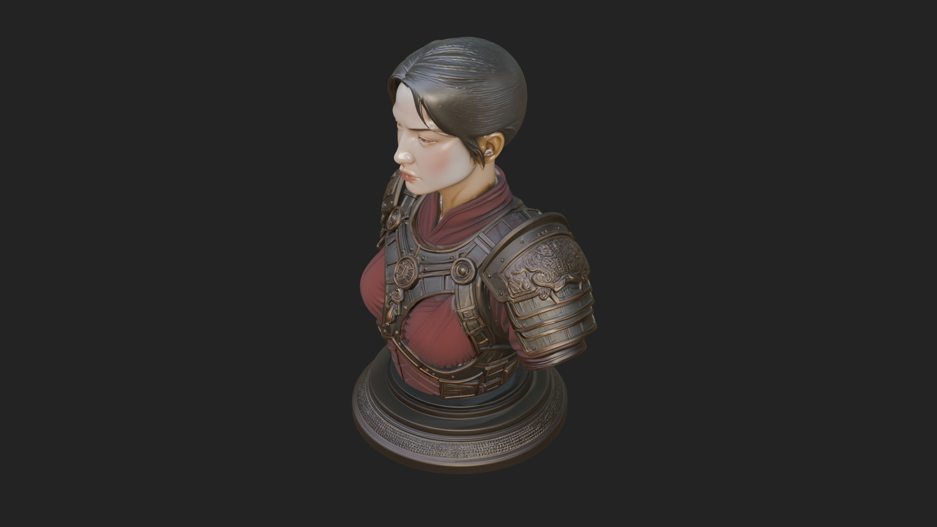 Armored Woman Warrior Bust Design 7 3D Print Model 3D Model