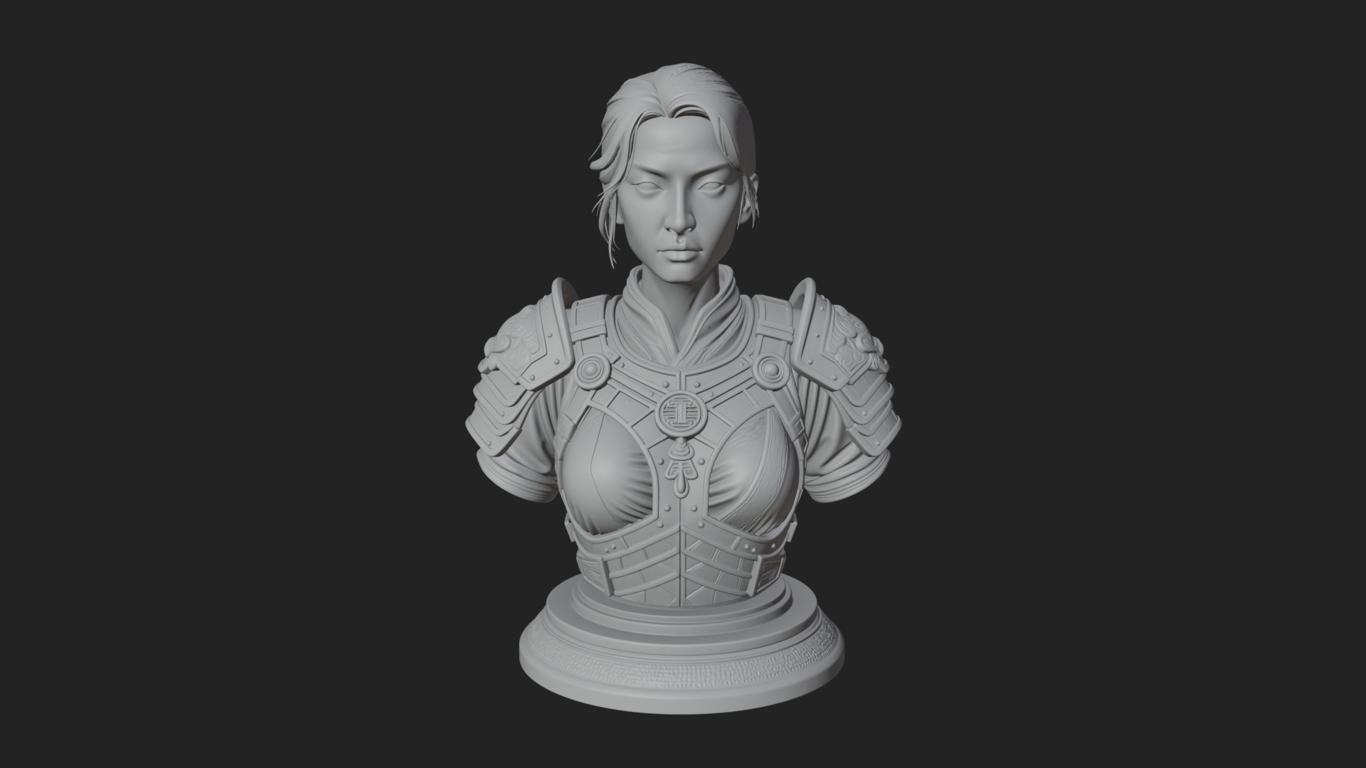 Armored Woman Warrior Bust Design 7 3D Print Model 3D Model