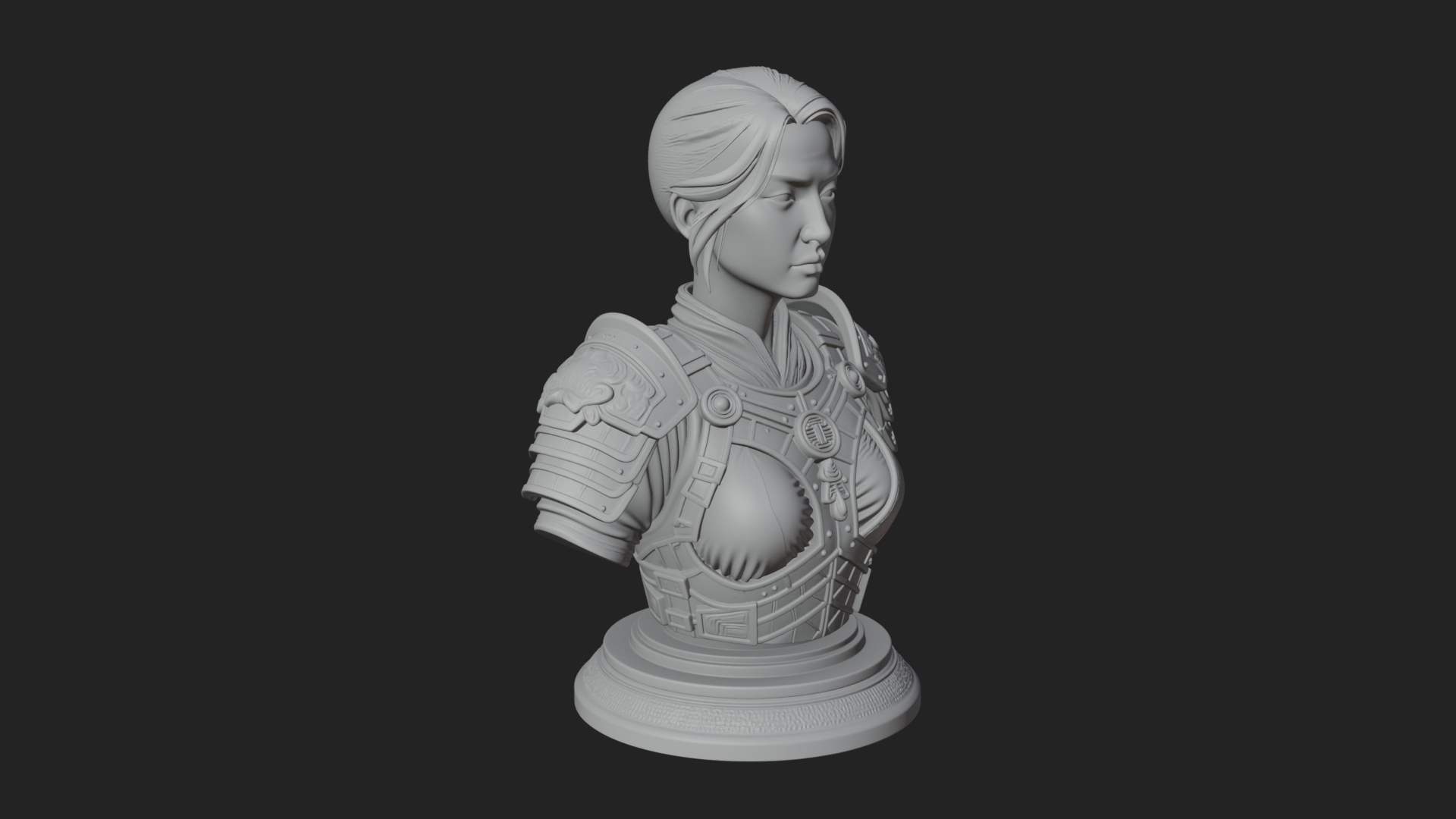 Armored Woman Warrior Bust Design 7 3D Print Model 3D Model