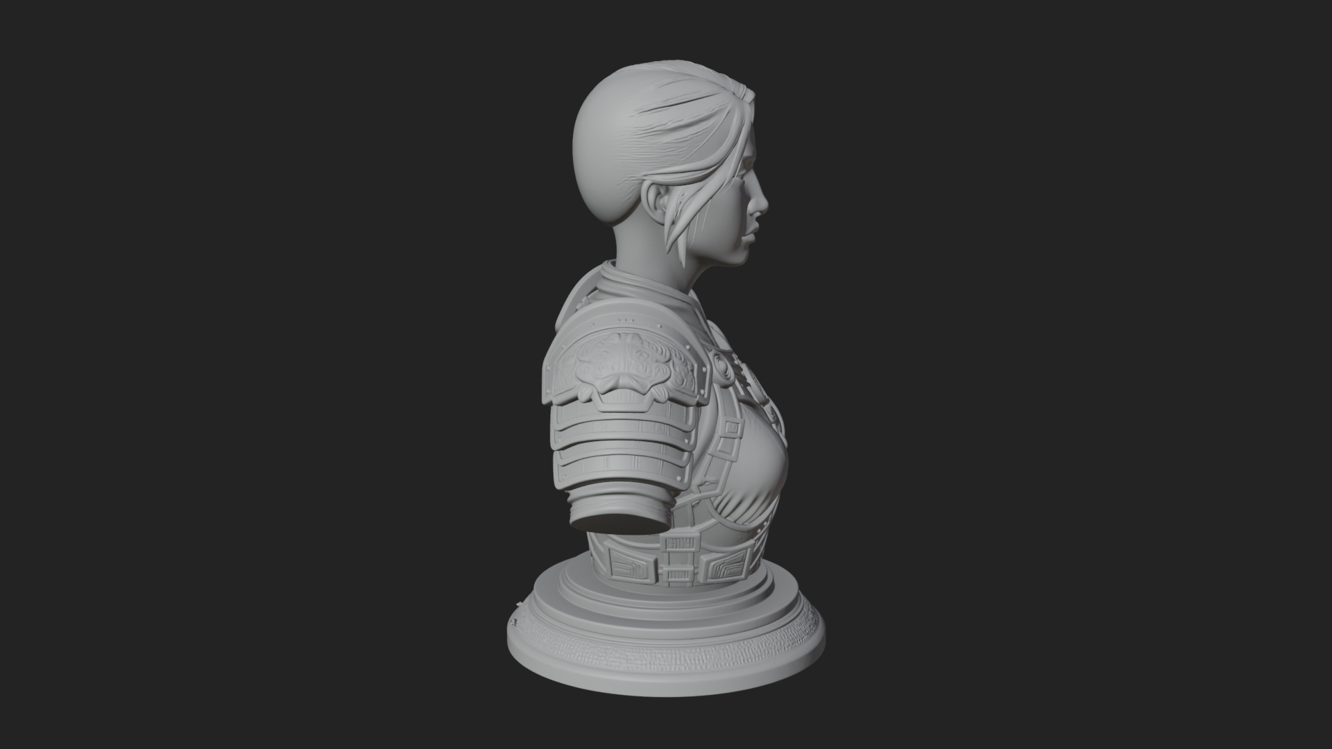 Armored Woman Warrior Bust Design 7 3D Print Model 3D Model