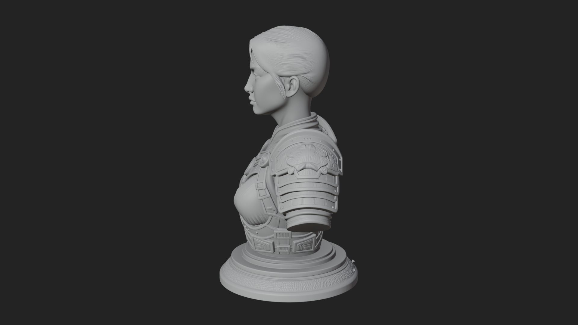 Armored Woman Warrior Bust Design 7 3D Print Model 3D Model
