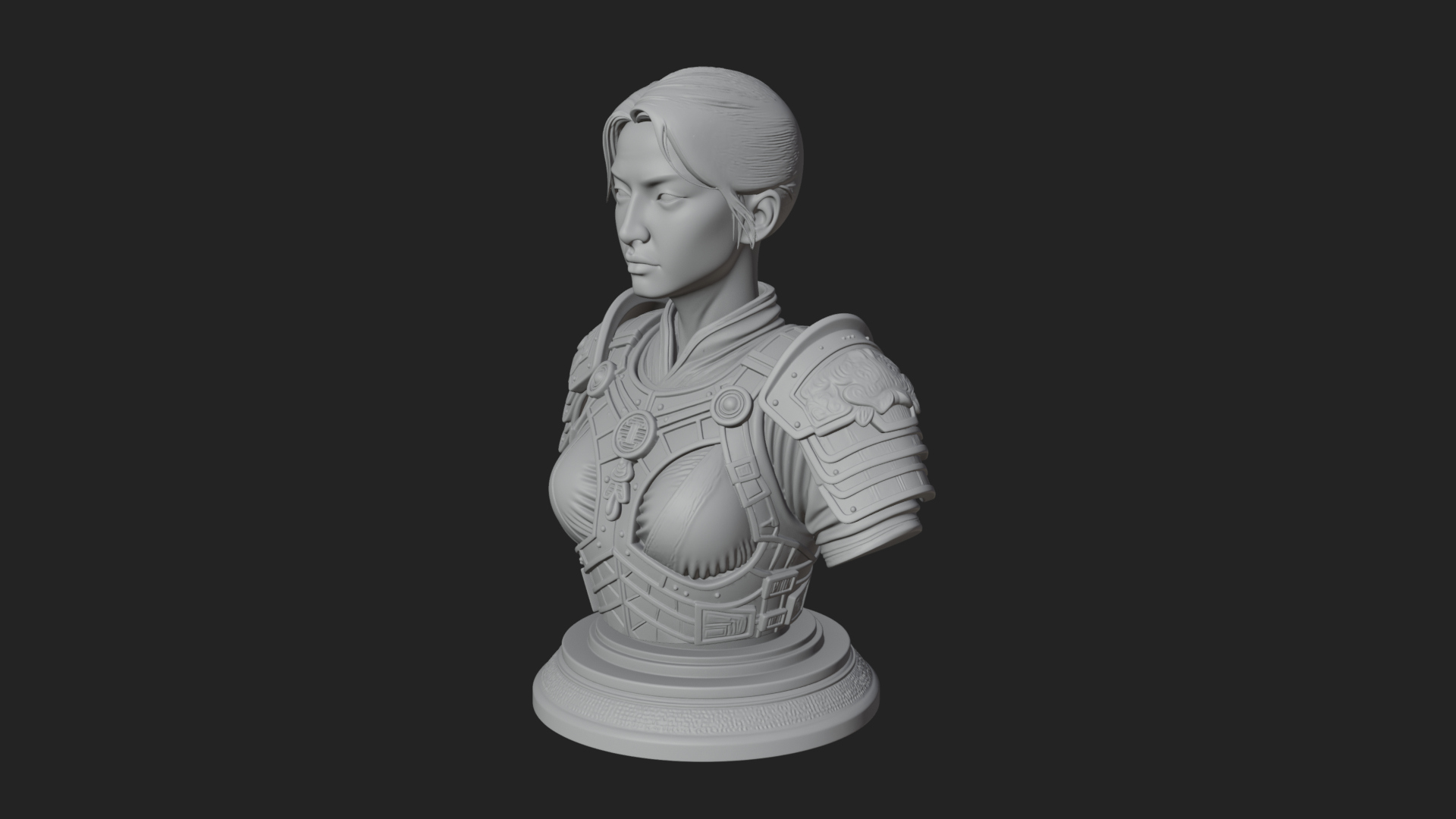 Armored Woman Warrior Bust Design 7 3D Print Model 3D Model