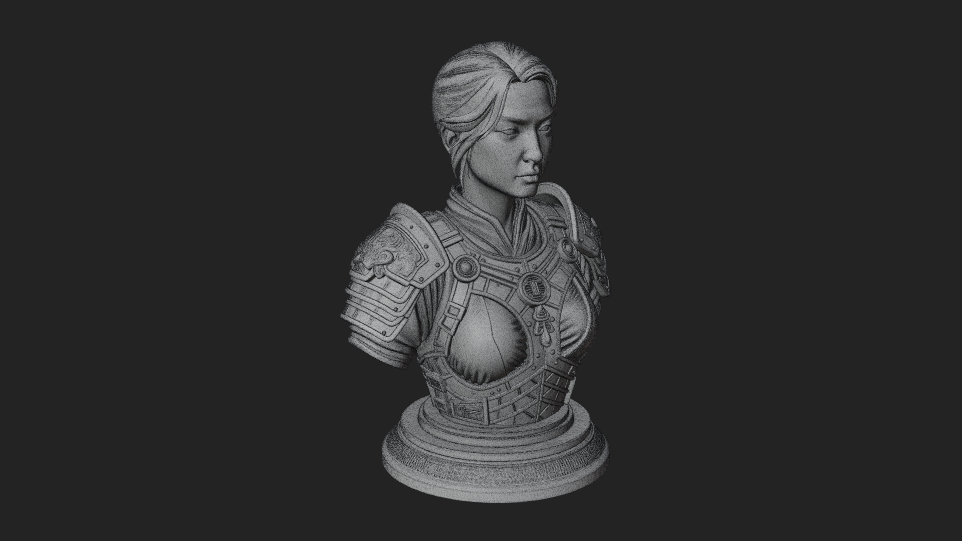 Armored Woman Warrior Bust Design 7 3D Print Model 3D Model
