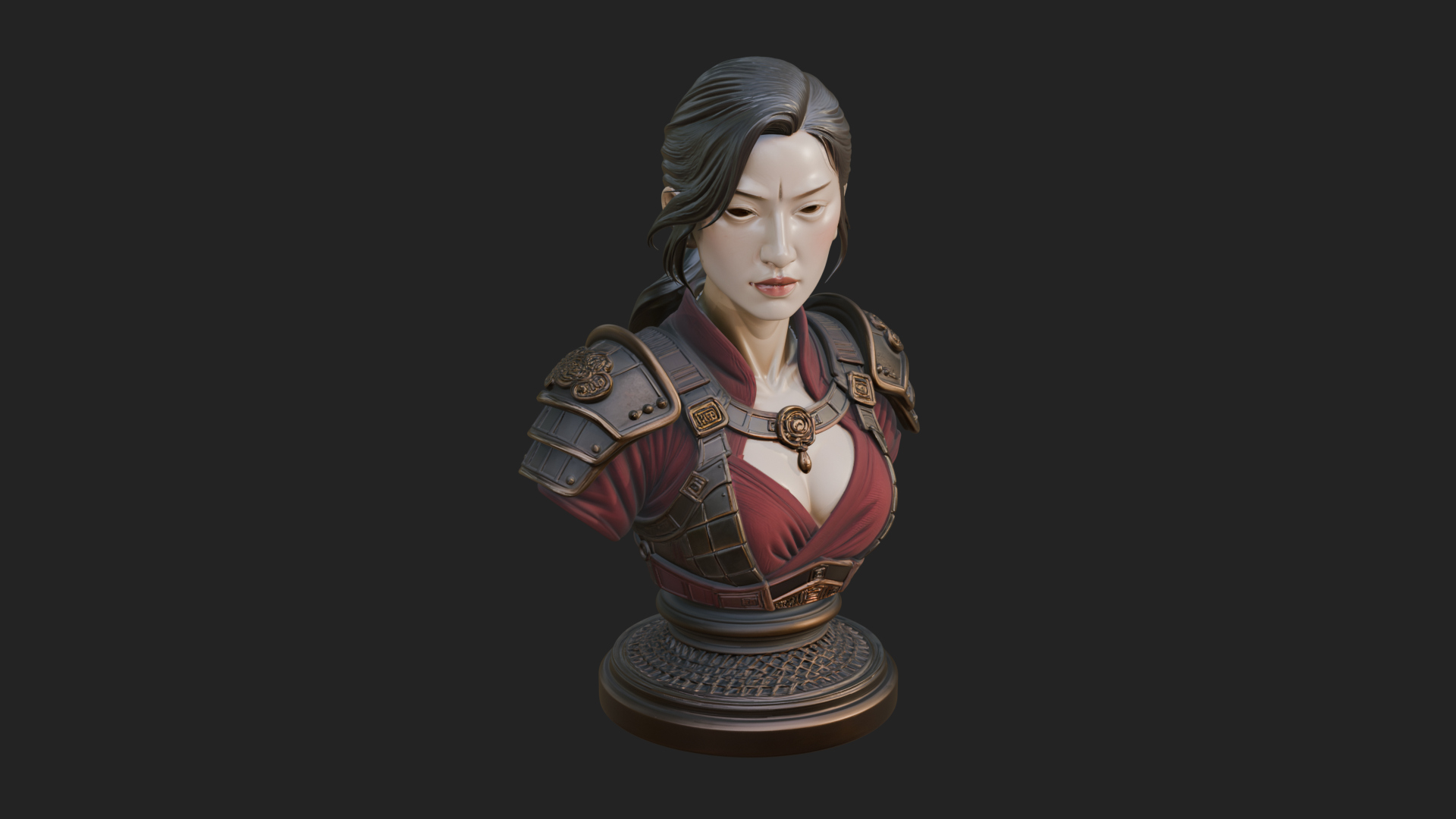 Armored Woman Warrior Bust Design 8 3D Print Model 3D Model