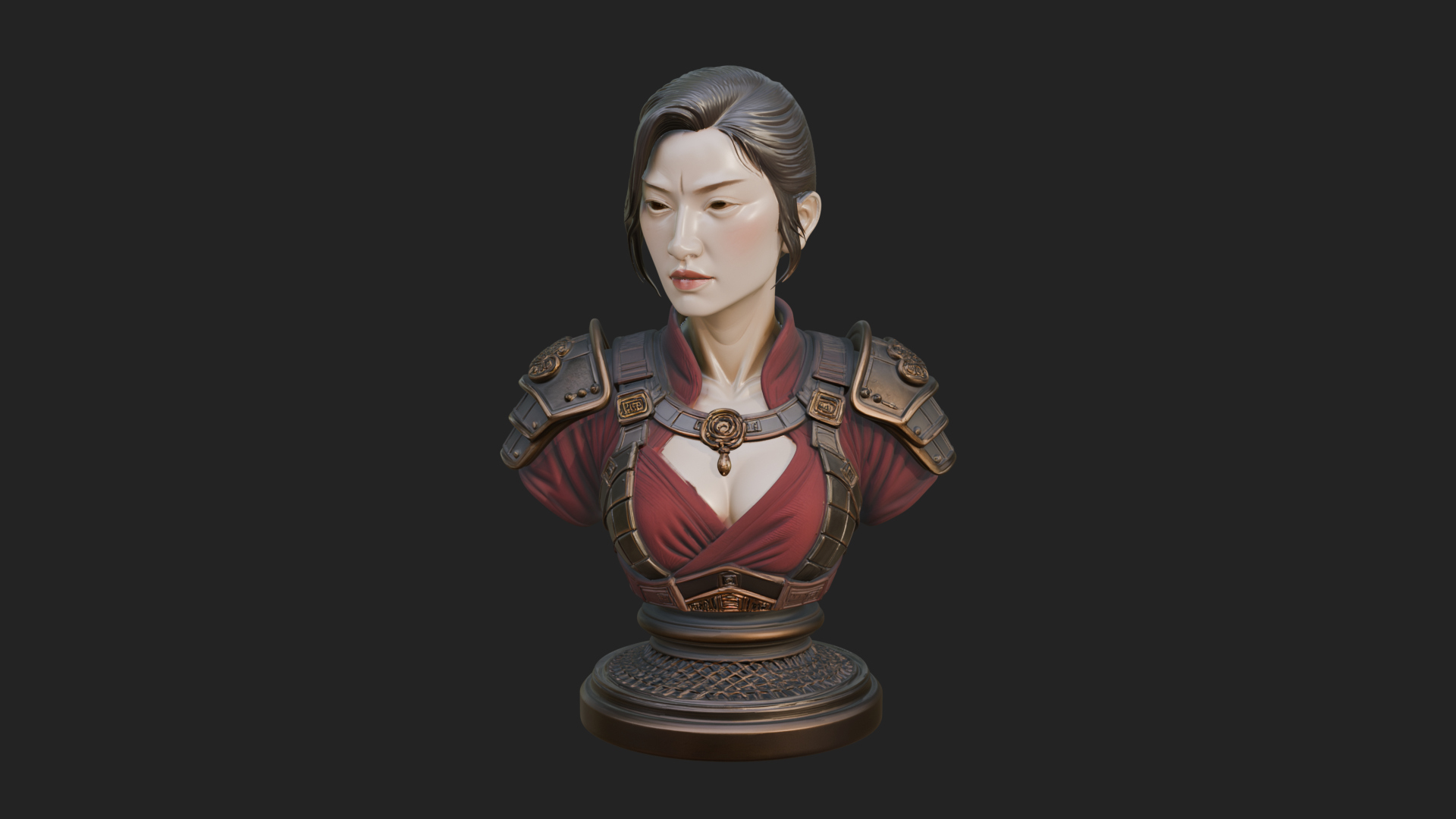 Armored Woman Warrior Bust Design 8 3D Print Model 3D Model