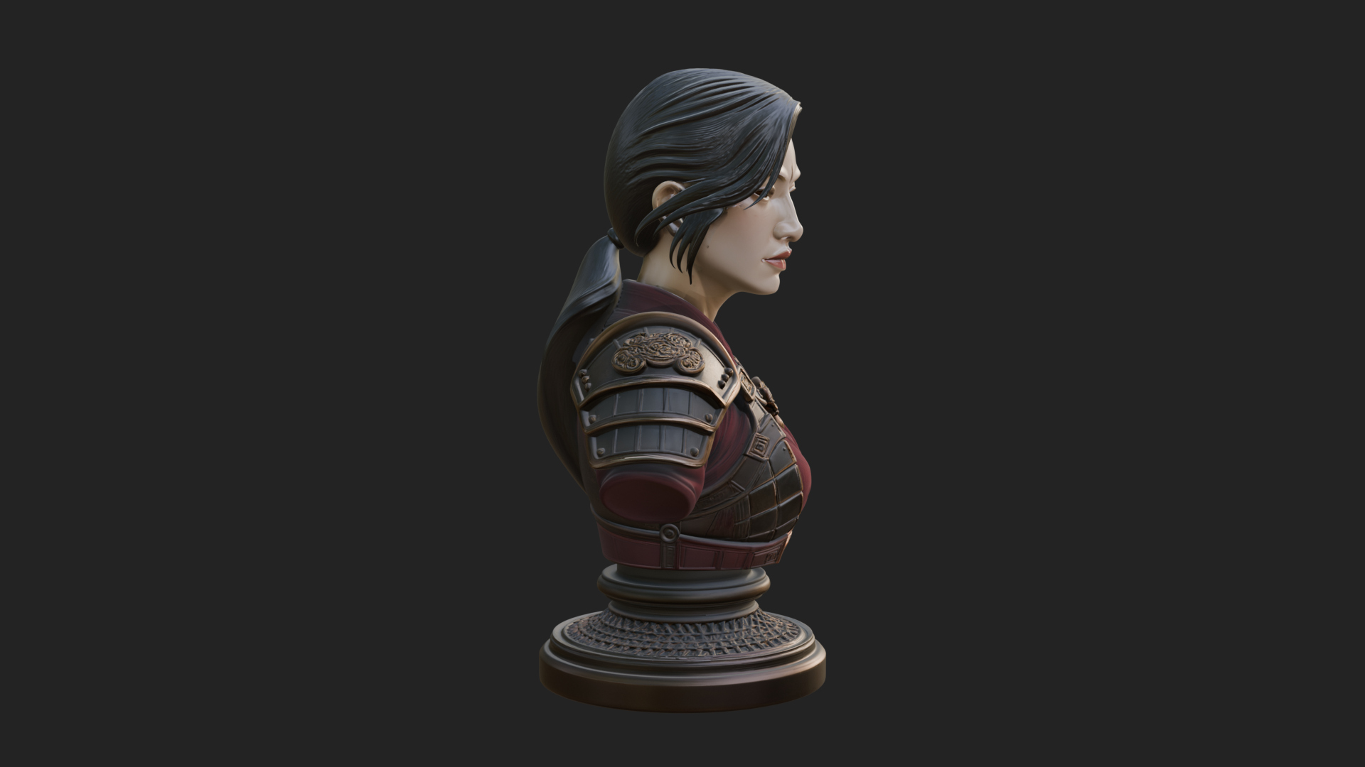 Armored Woman Warrior Bust Design 8 3D Print Model 3D Model