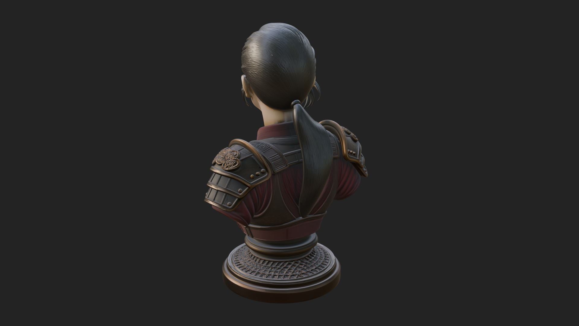 Armored Woman Warrior Bust Design 8 3D Print Model 3D Model