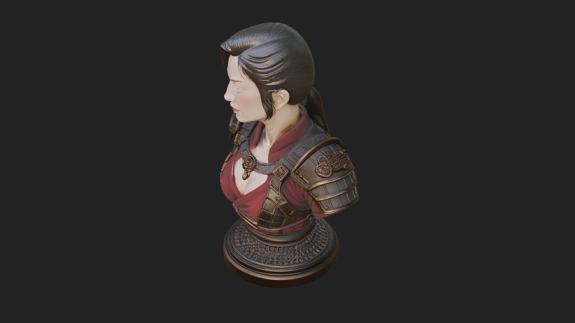 Armored Woman Warrior Bust Design 8 3D Print Model 3D Model