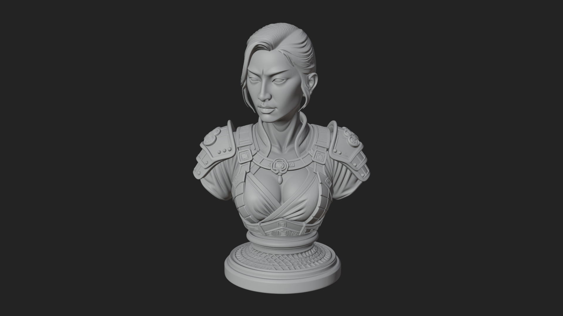 Armored Woman Warrior Bust Design 8 3D Print Model 3D Model