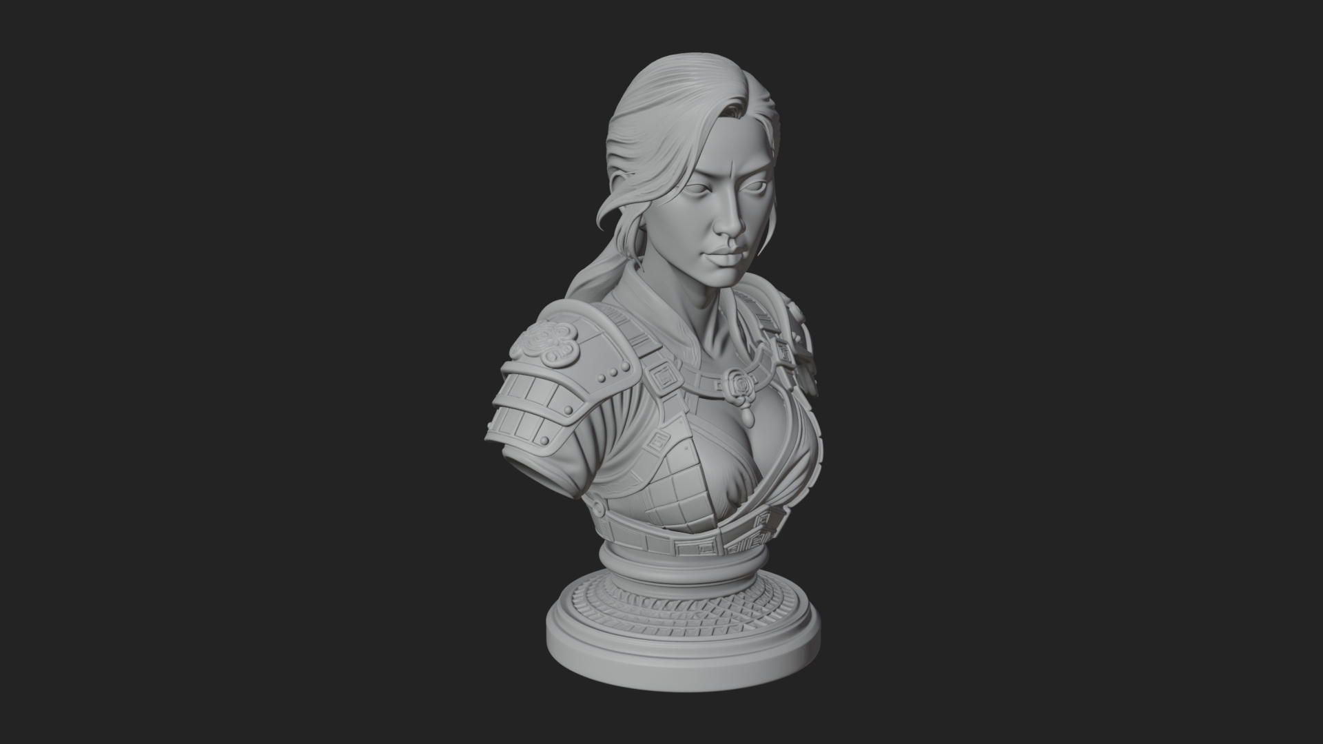 Armored Woman Warrior Bust Design 8 3D Print Model 3D Model