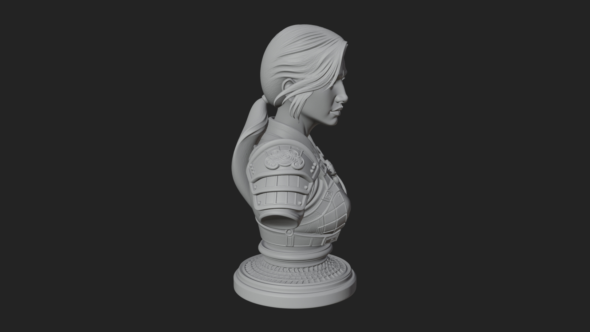Armored Woman Warrior Bust Design 8 3D Print Model 3D Model