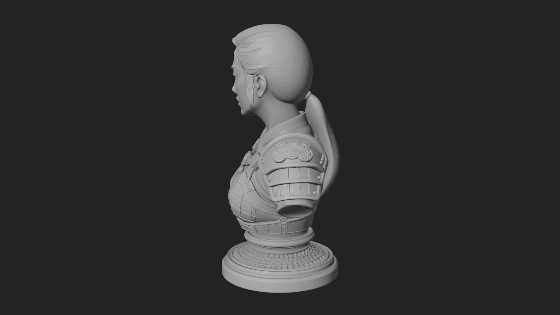 Armored Woman Warrior Bust Design 8 3D Print Model 3D Model