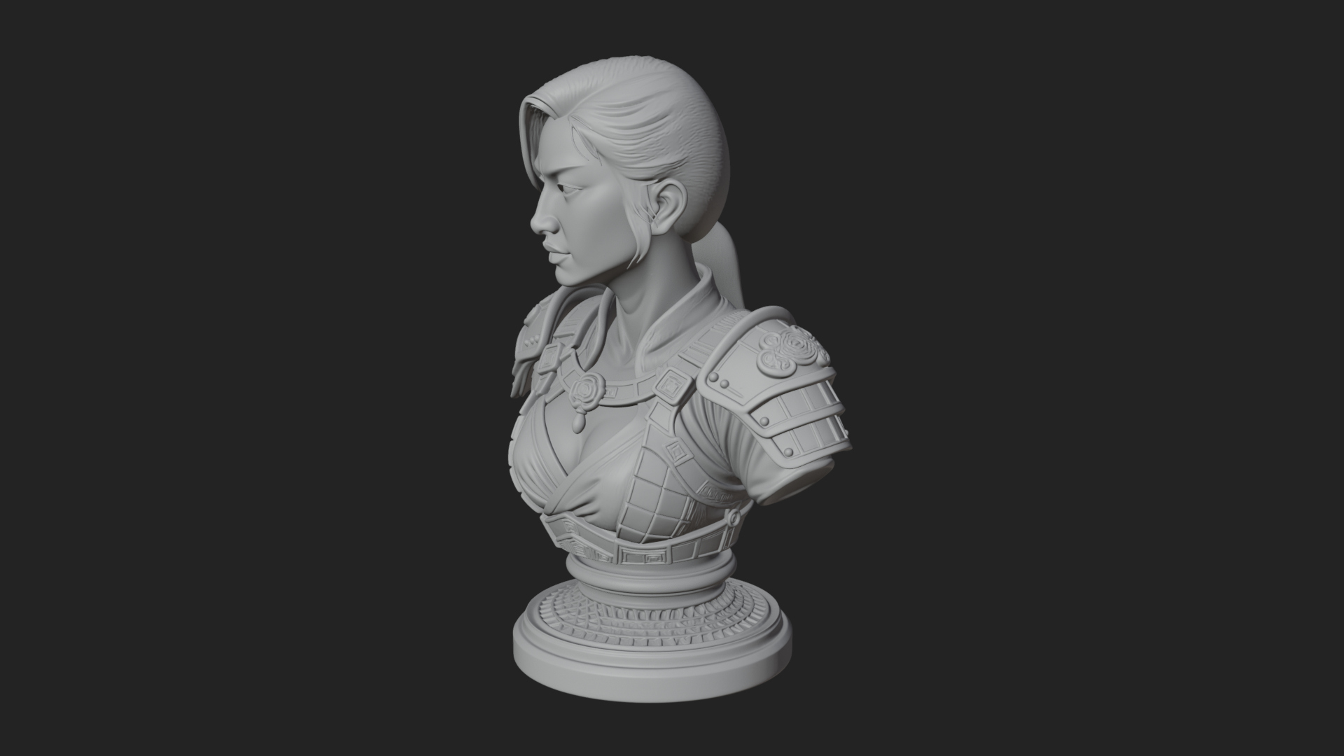 Armored Woman Warrior Bust Design 8 3D Print Model 3D Model
