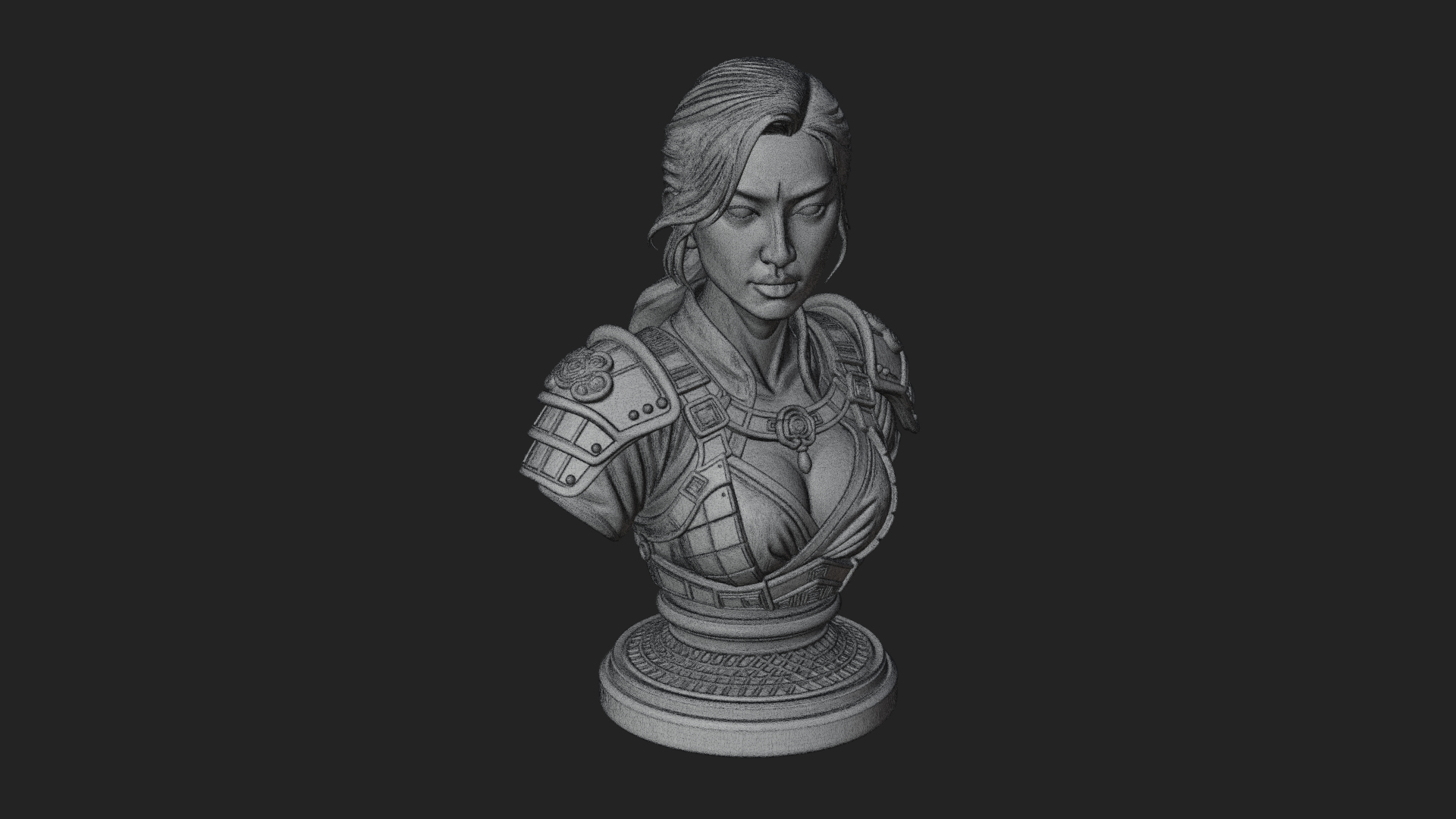 Armored Woman Warrior Bust Design 8 3D Print Model 3D Model