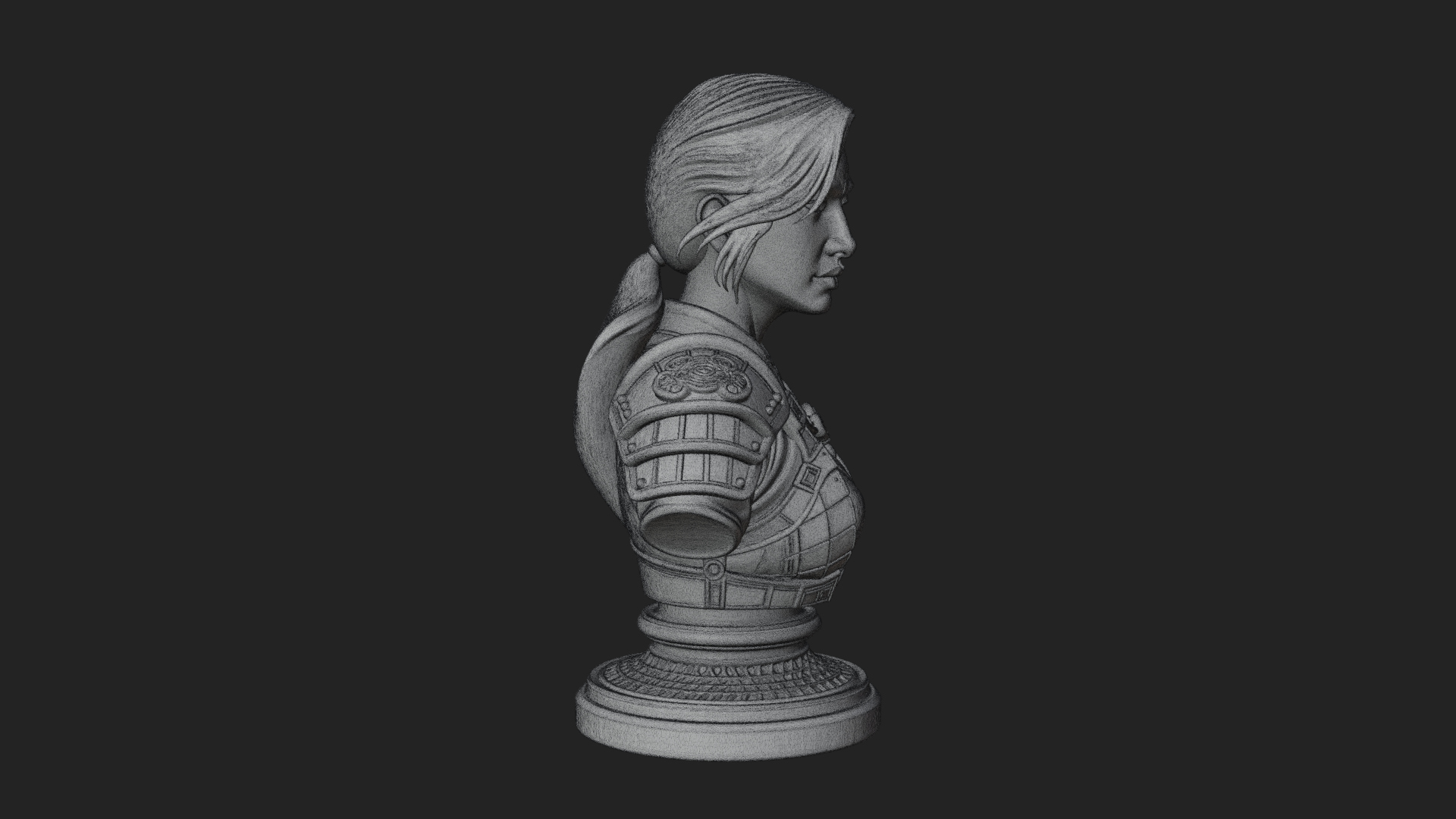 Armored Woman Warrior Bust Design 8 3D Print Model 3D Model