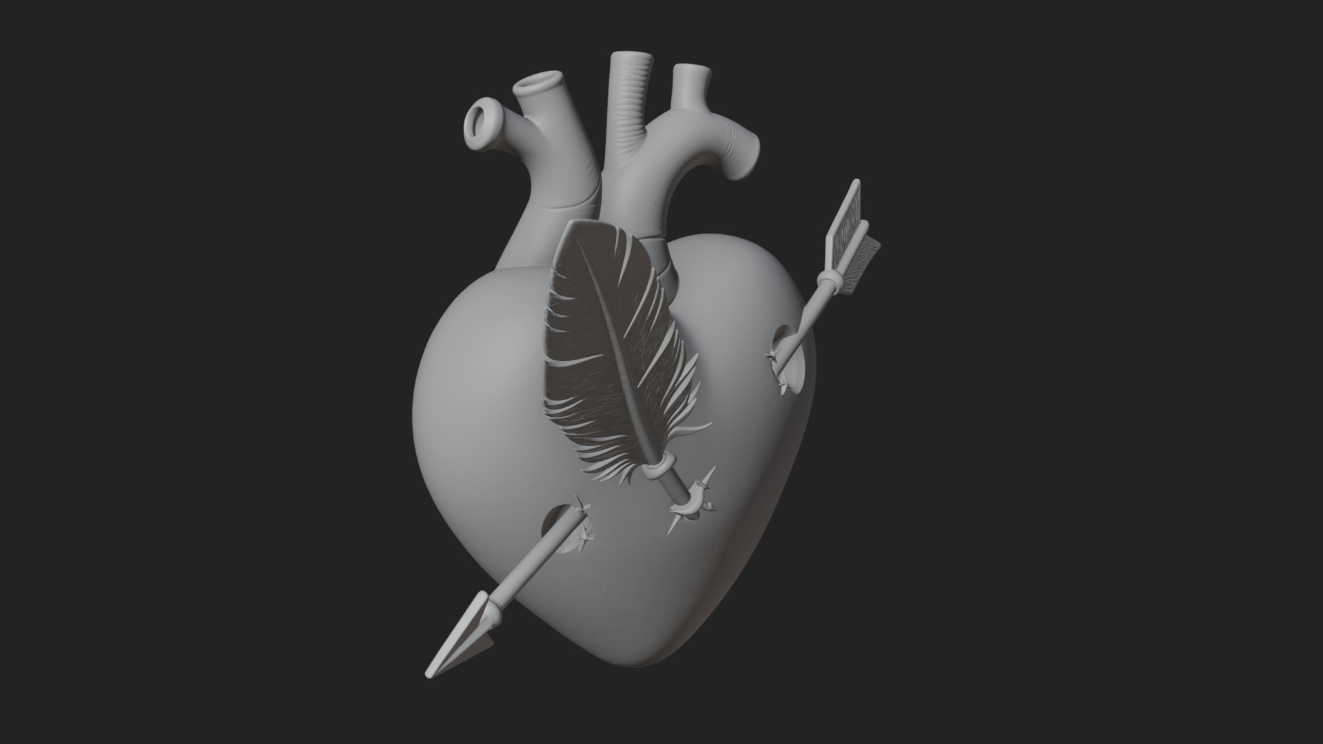 Arrow Pierced Heart Statue Design 1 3D Print Model 3D Model