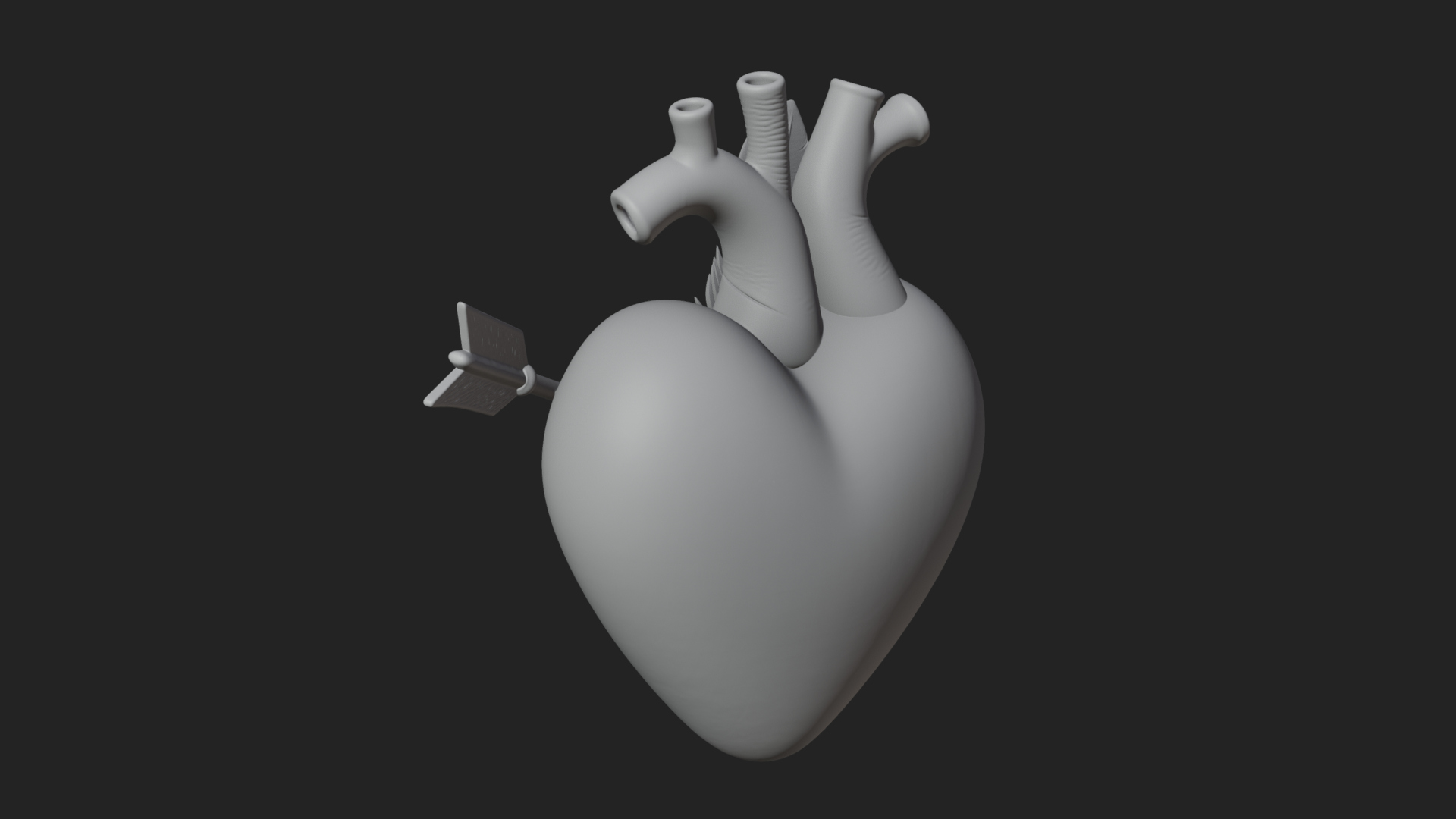 Arrow Pierced Heart Statue Design 1 3D Print Model 3D Model
