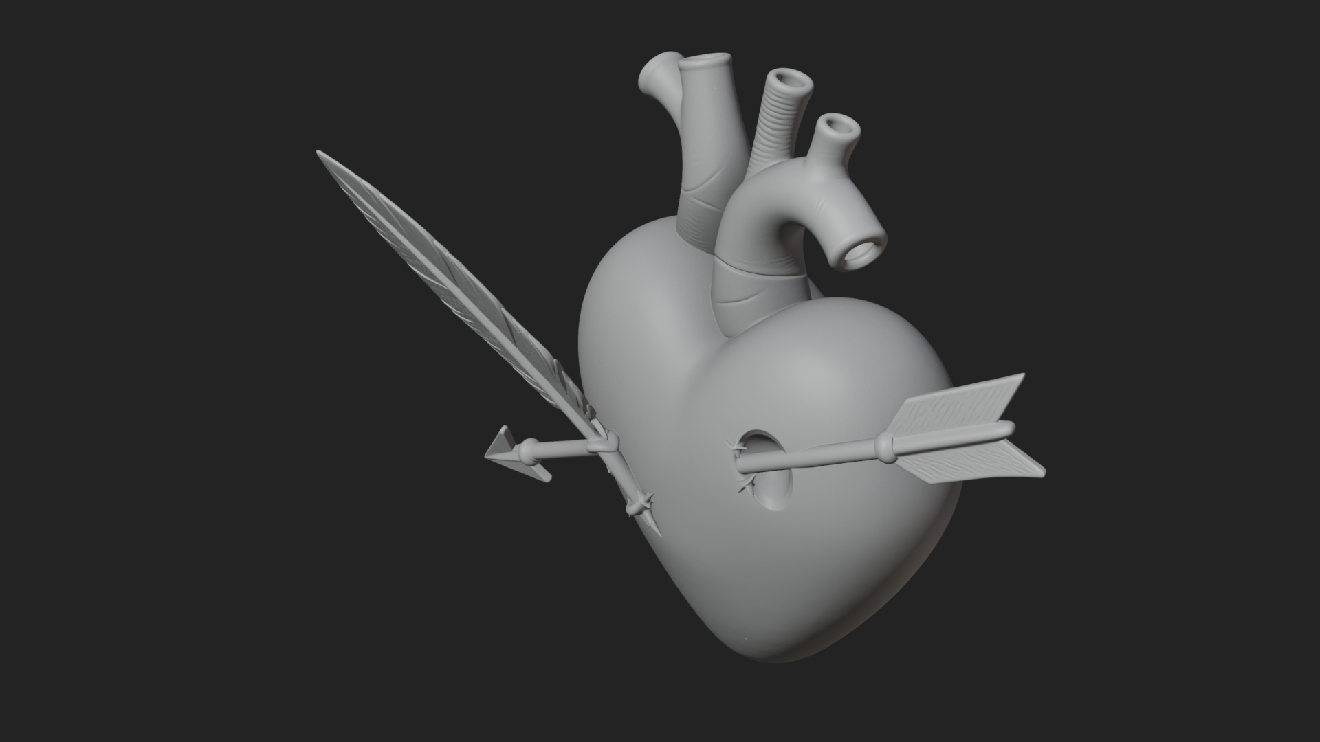 Arrow Pierced Heart Statue Design 1 3D Print Model 3D Model