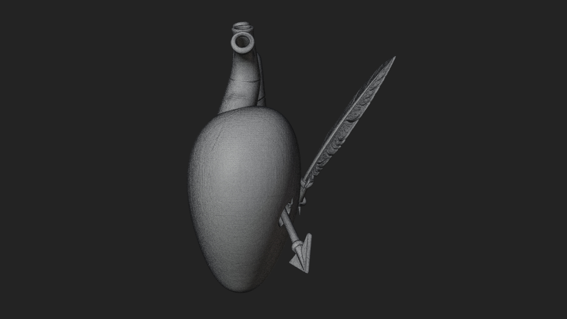 Arrow Pierced Heart Statue Design 1 3D Print Model 3D Model