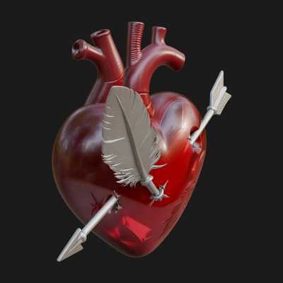 Arrow Pierced Heart Statue Design 1 3D Print Model