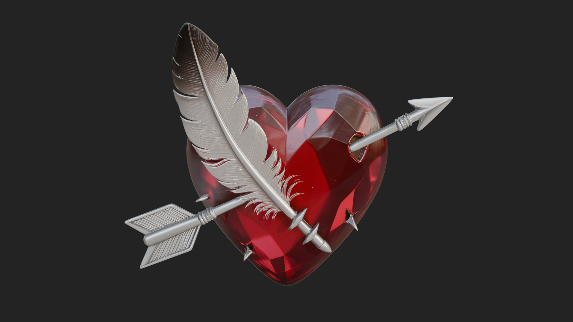 Arrow Pierced Heart Statue Design 2 3D Print Model 3D Model