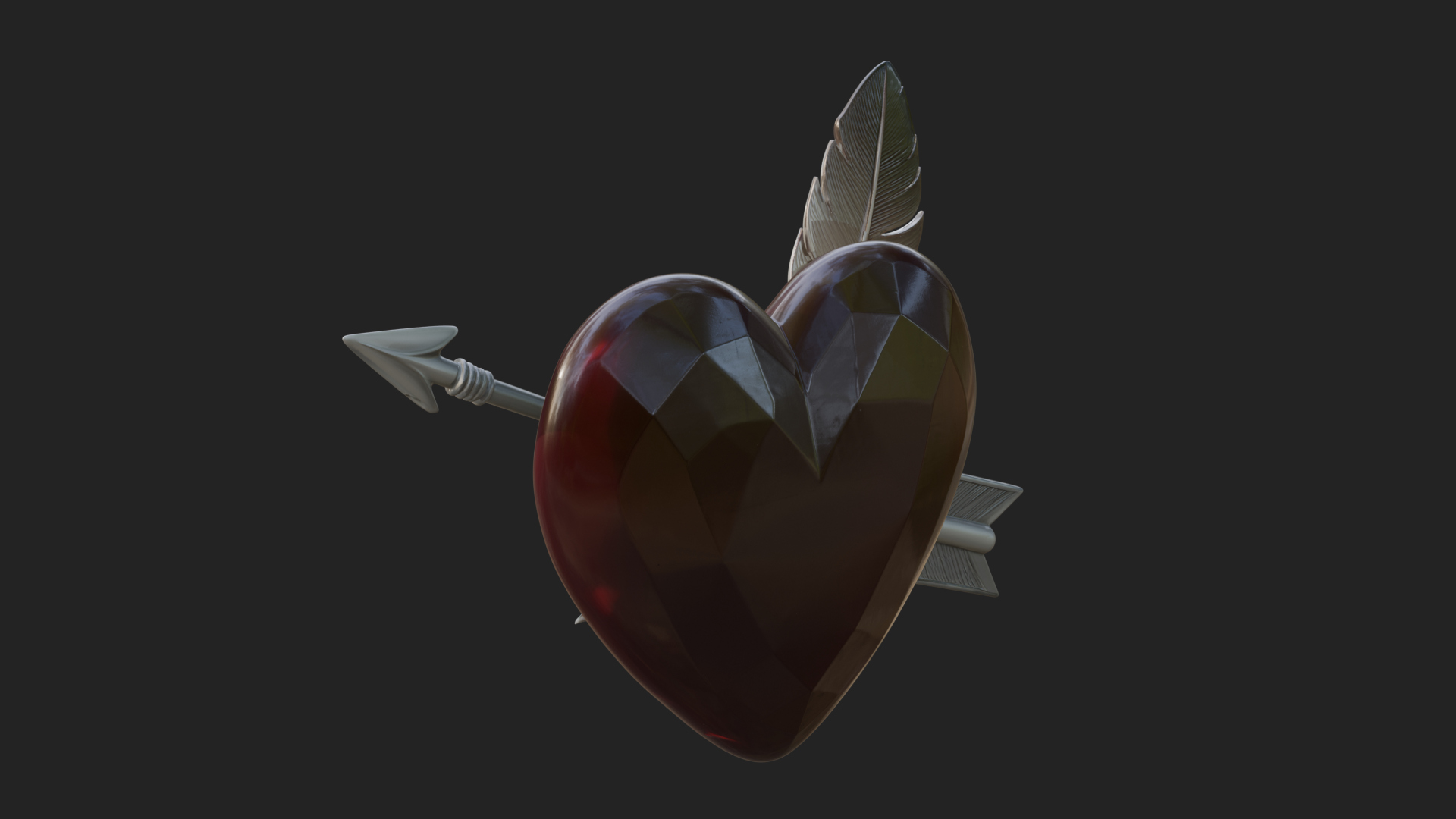 Arrow Pierced Heart Statue Design 2 3D Print Model 3D Model
