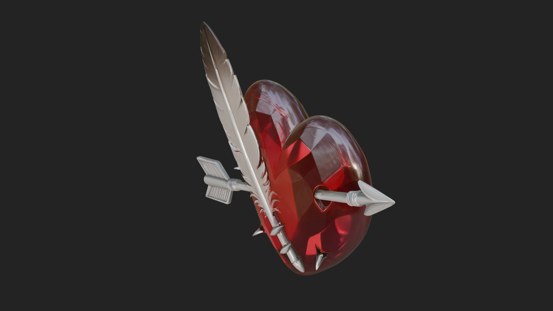 Arrow Pierced Heart Statue Design 2 3D Print Model 3D Model