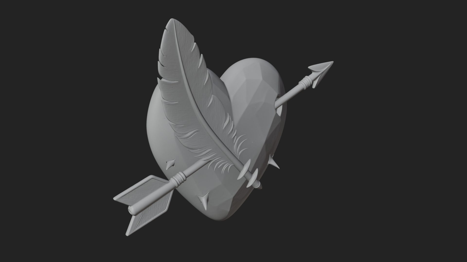 Arrow Pierced Heart Statue Design 2 3D Print Model 3D Model