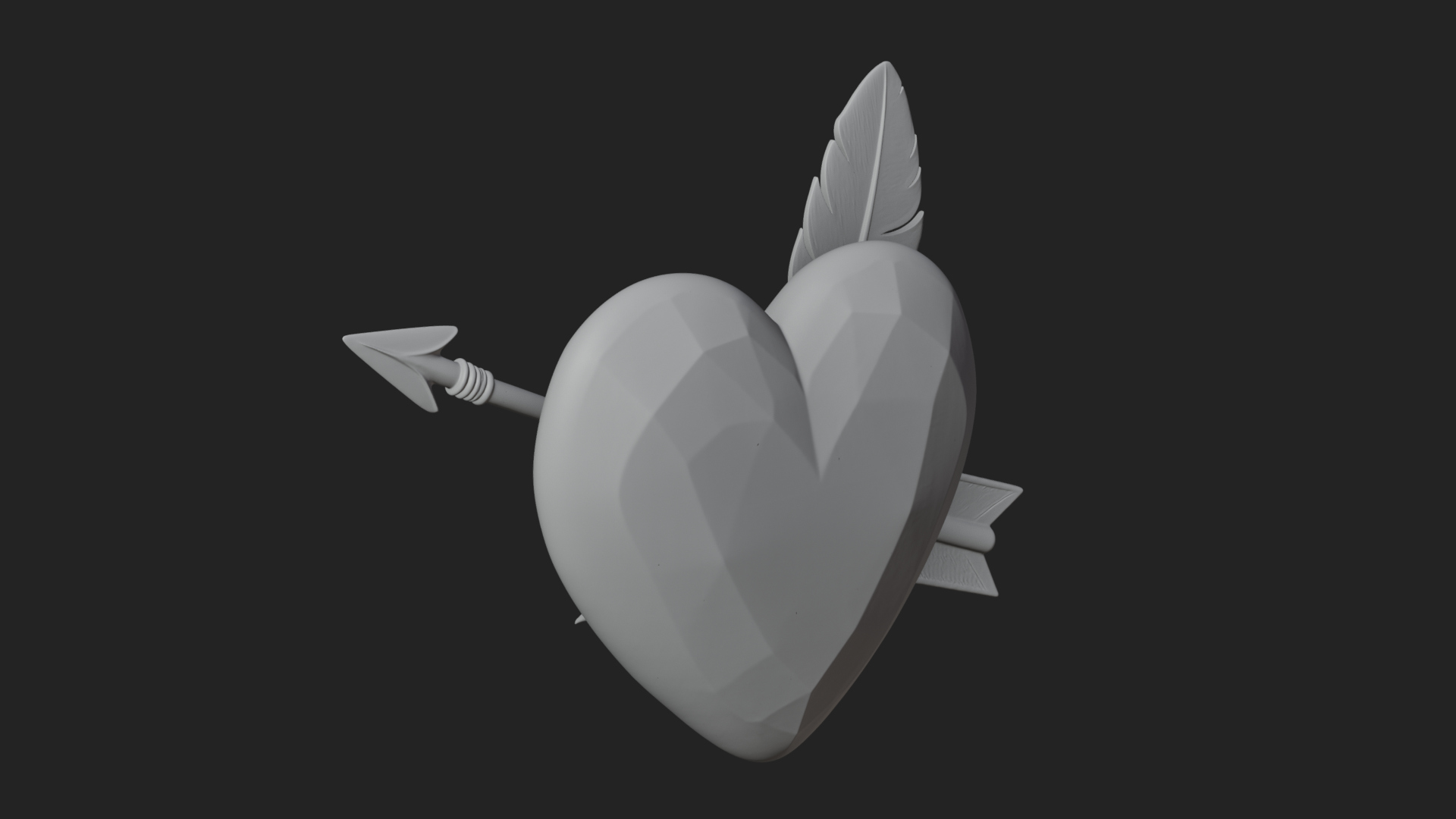 Arrow Pierced Heart Statue Design 2 3D Print Model 3D Model