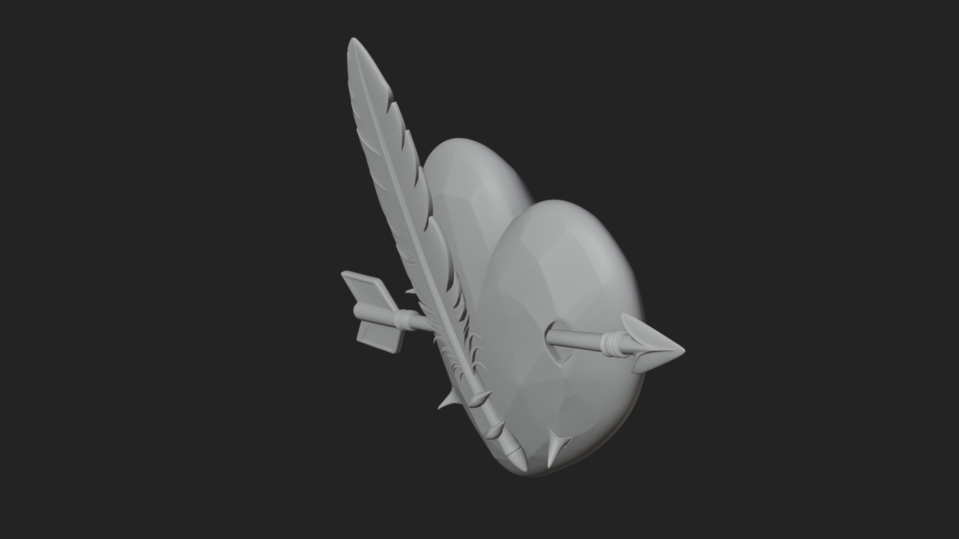 Arrow Pierced Heart Statue Design 2 3D Print Model 3D Model