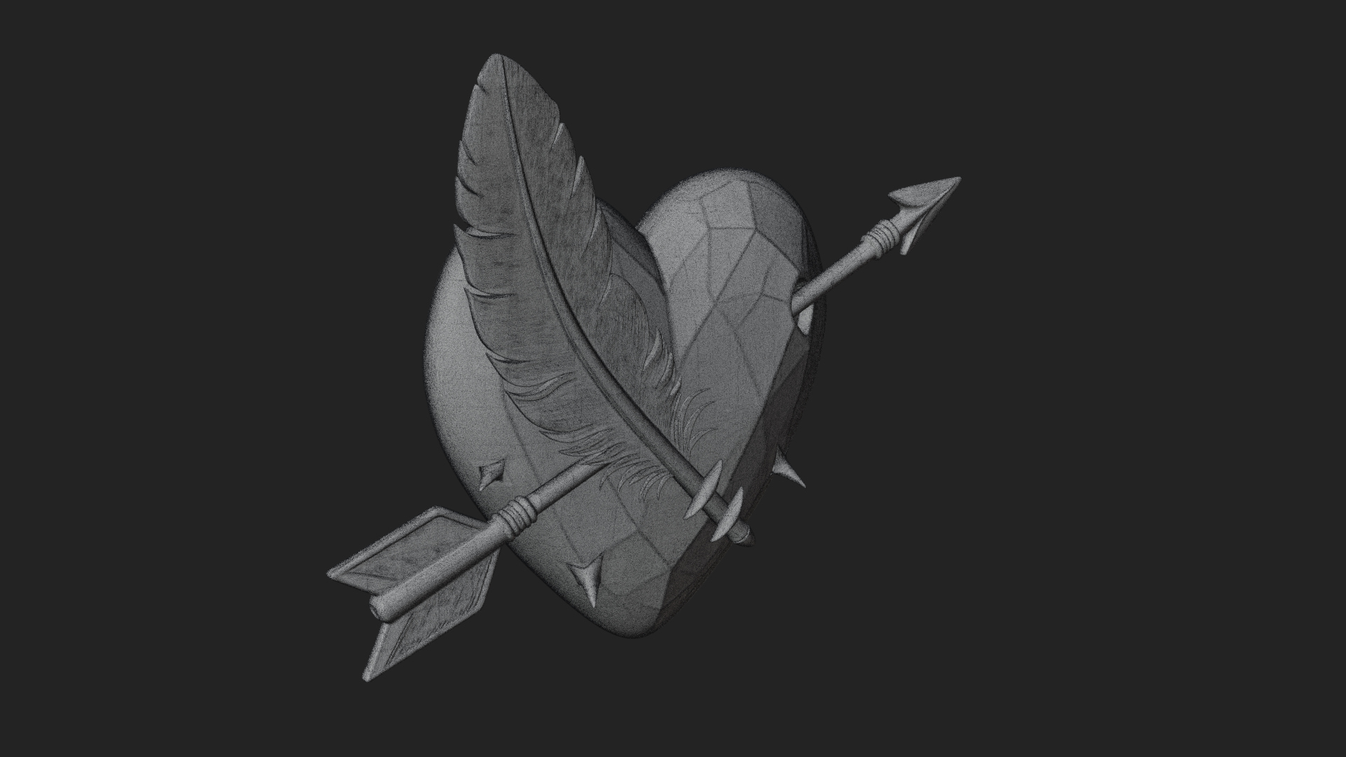 Arrow Pierced Heart Statue Design 2 3D Print Model 3D Model