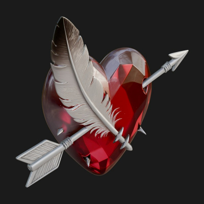 Arrow Pierced Heart Statue Design 2 3D Print Model