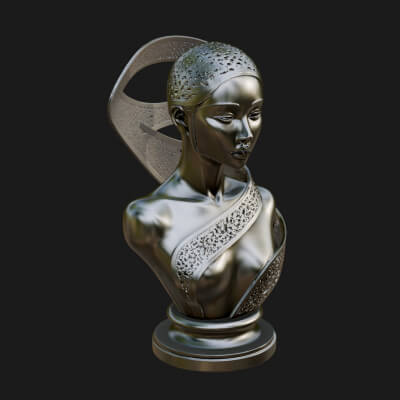 Art Deco Filigree Bust Statue Design 1 3D Print Model