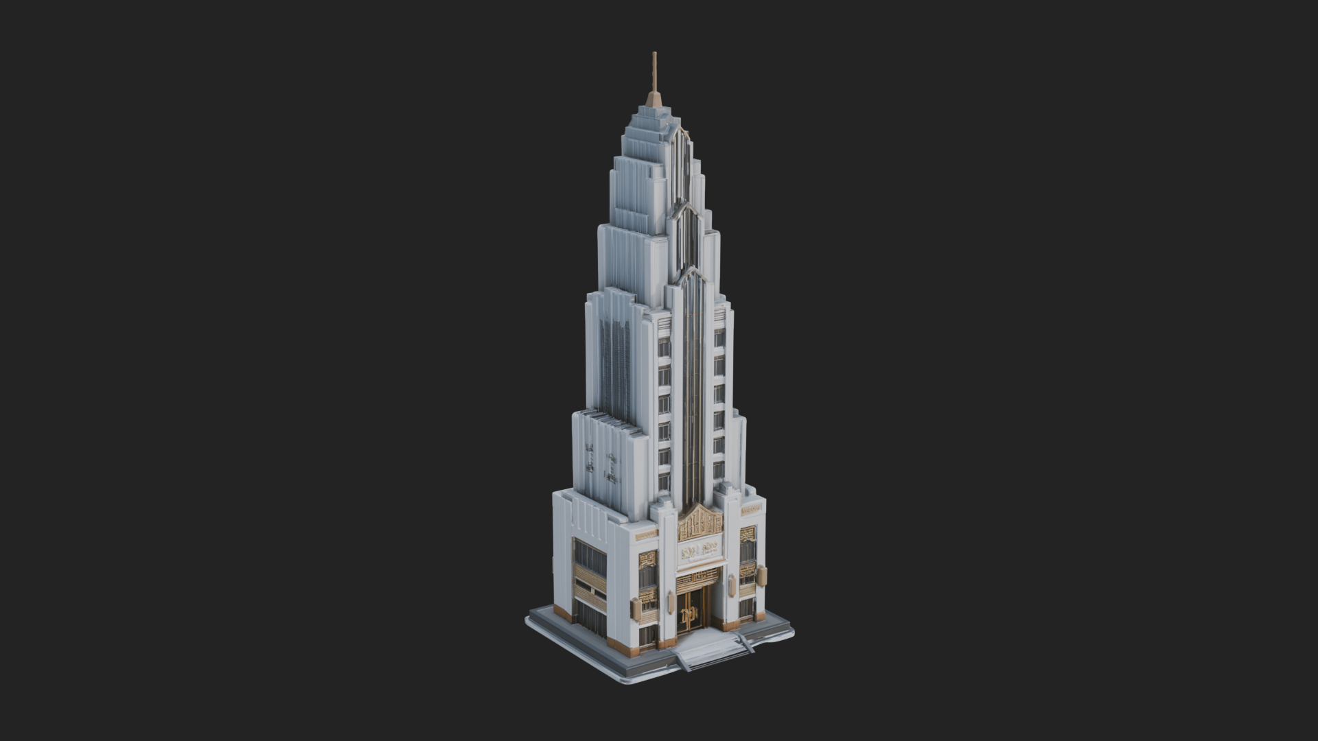 Art Deco Skyscraper Tower Design 3 3D Print Model 3D Model