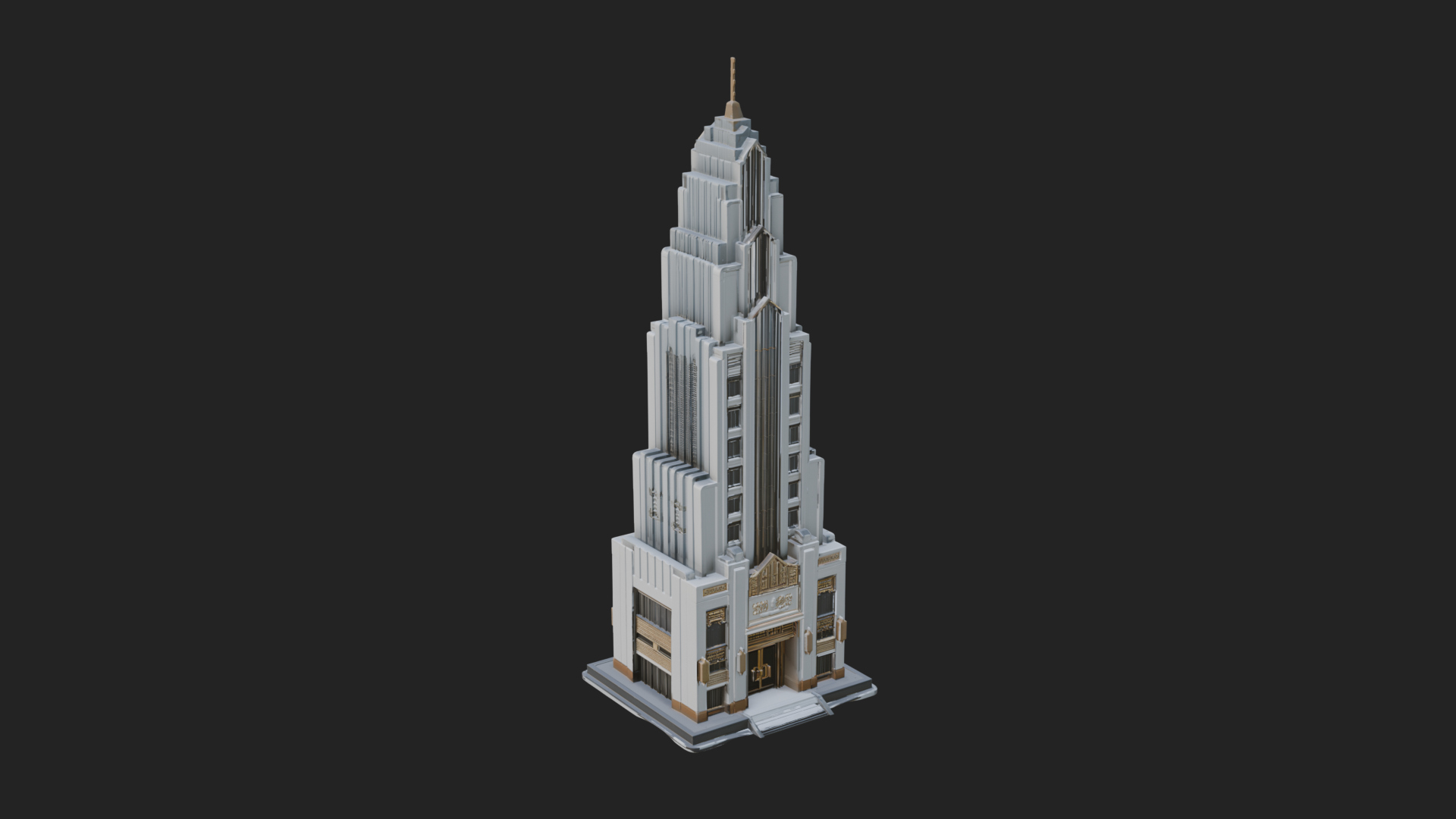 Art Deco Skyscraper Tower Design 3 3D Print Model 3D Model