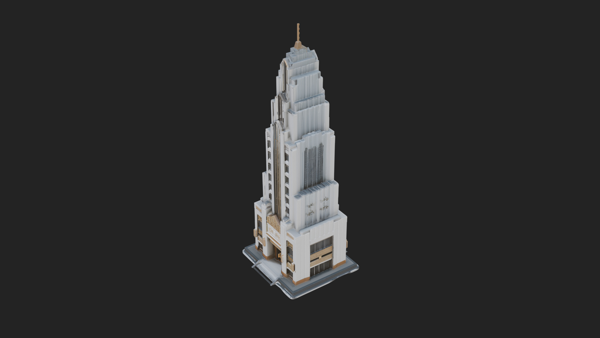 Art Deco Skyscraper Tower Design 3 3D Print Model 3D Model