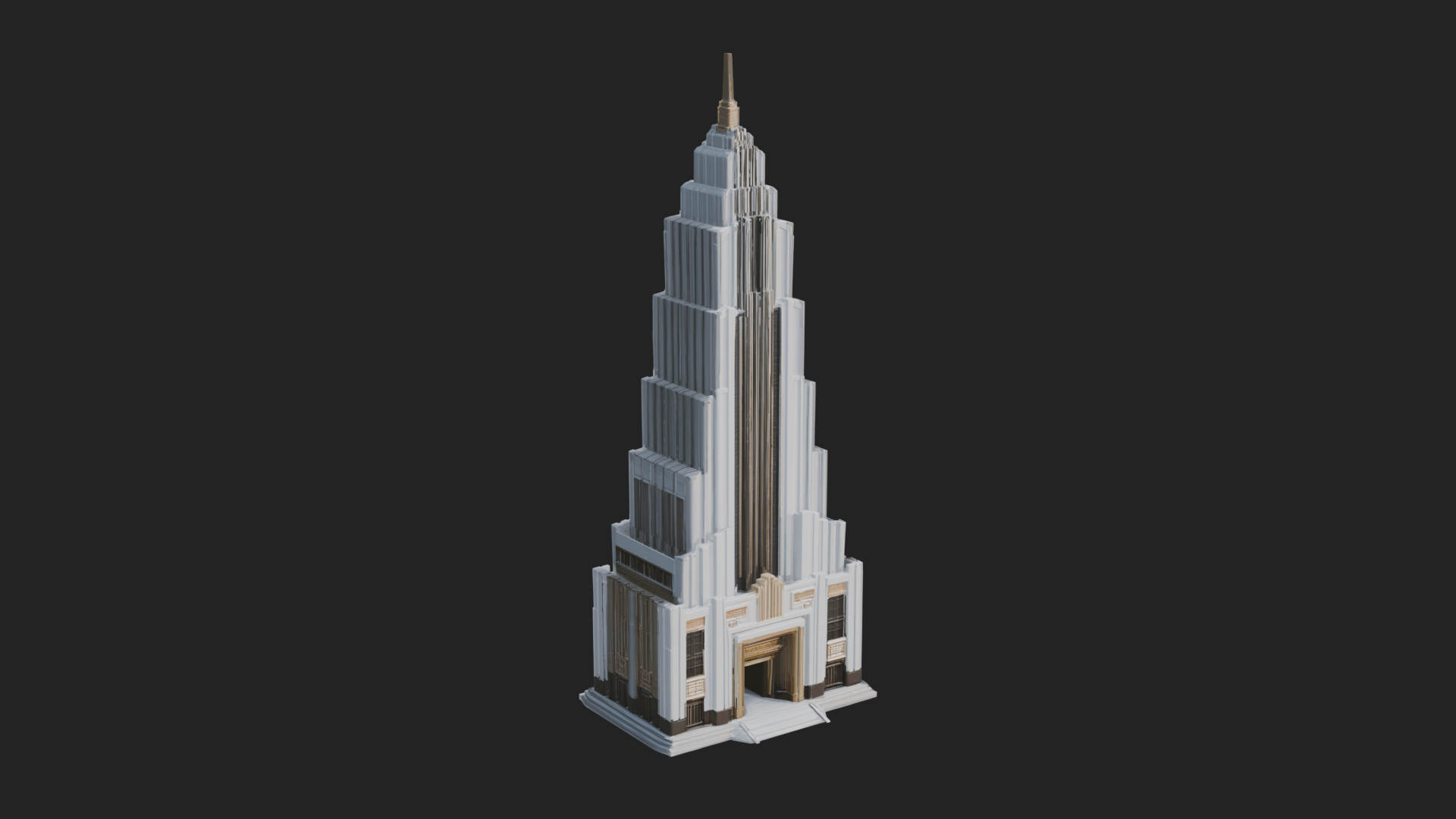 Art Deco Skyscraper Tower Design 4 3D Print Model 3D Model