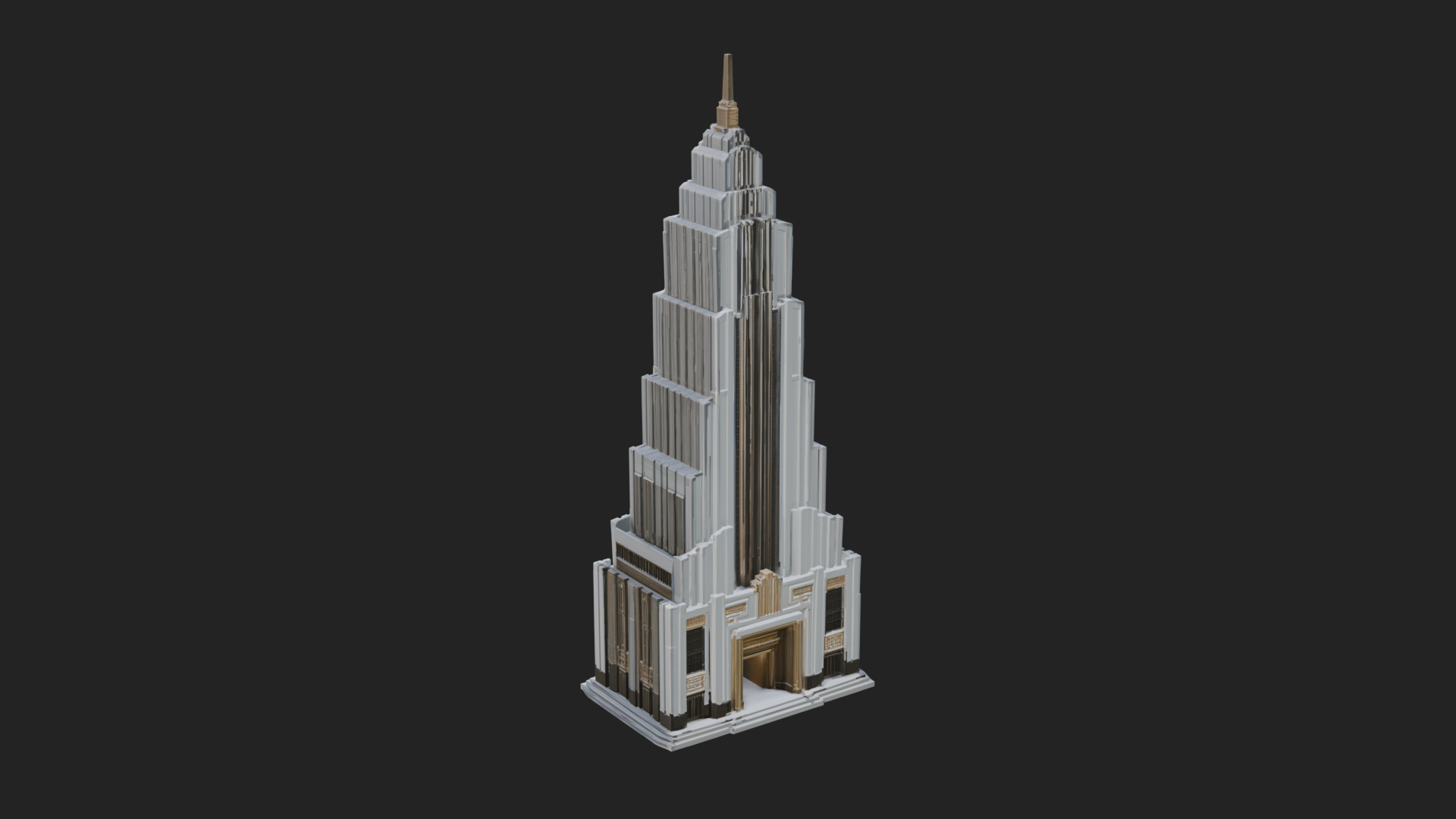 Art Deco Skyscraper Tower Design 4 3D Print Model 3D Model