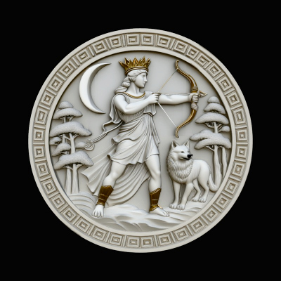 Artemis Moon Relief Medallion Pendant Design 2 3D Print
