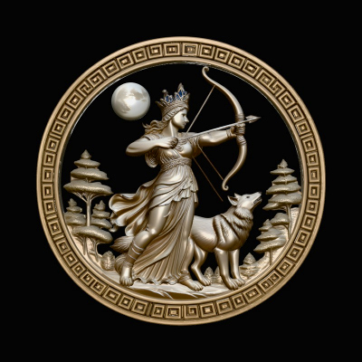Artemis Moon Relief Medallion Pendant Design 3 3D Print