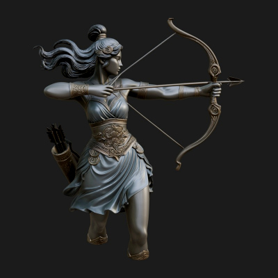 Artemis the Archer Statue Design 1 3D Print Model