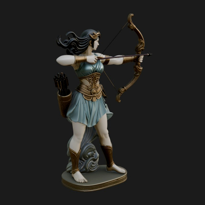 Artemis the Archer Statue Design 2 3D Print Model